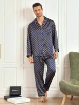 [Laivasto Ketju] SilkSilky-FI Long Sleeve Notkokaulus Miesten Pyjamat 002