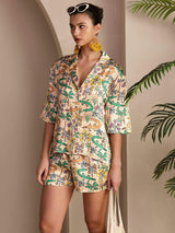 [Hiekkakrokotiili] SilkSilky-FI Short Sleeve Notch Collar Naisten Pyjamat 004