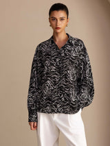 [Musta Aalto] SilkSilky-FI Long Sleeve Lapel Collar Naisten paita 001
