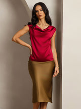 [Viini] SilkSilky-FI Cap Sleeve Cowl Neck Naisten T-paita 001