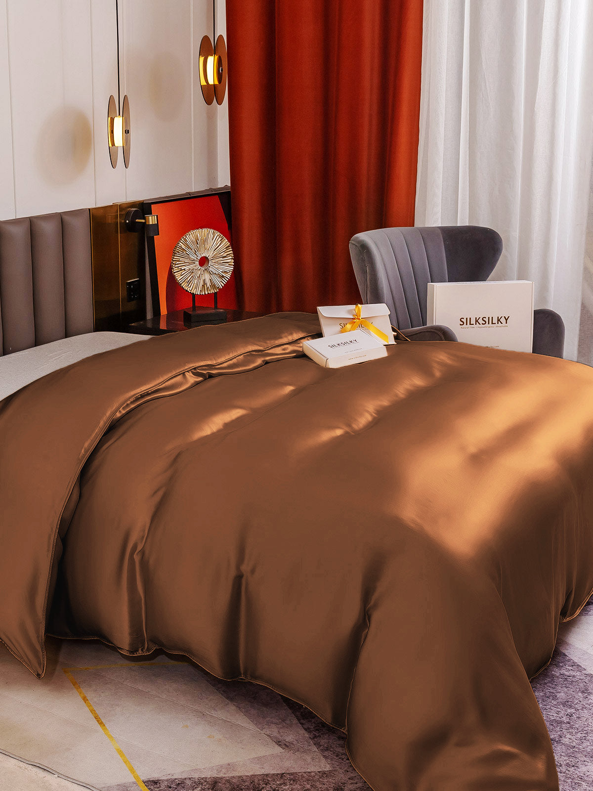 [Kahvi] SilkSilky-FI 19Momme Duvet Cover 004