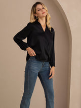 [Musta] SilkSilky-FI Long Sleeve Wrap Naisten Puserot 004