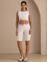 [Valkoinen] SilkSilky-FI Sleeveless Crew Neck Camisole Top 007
