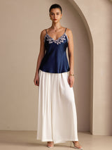 [Tummansininen] SilkSilky-FI Spaghetti Strap V Neck Camisole Top 006