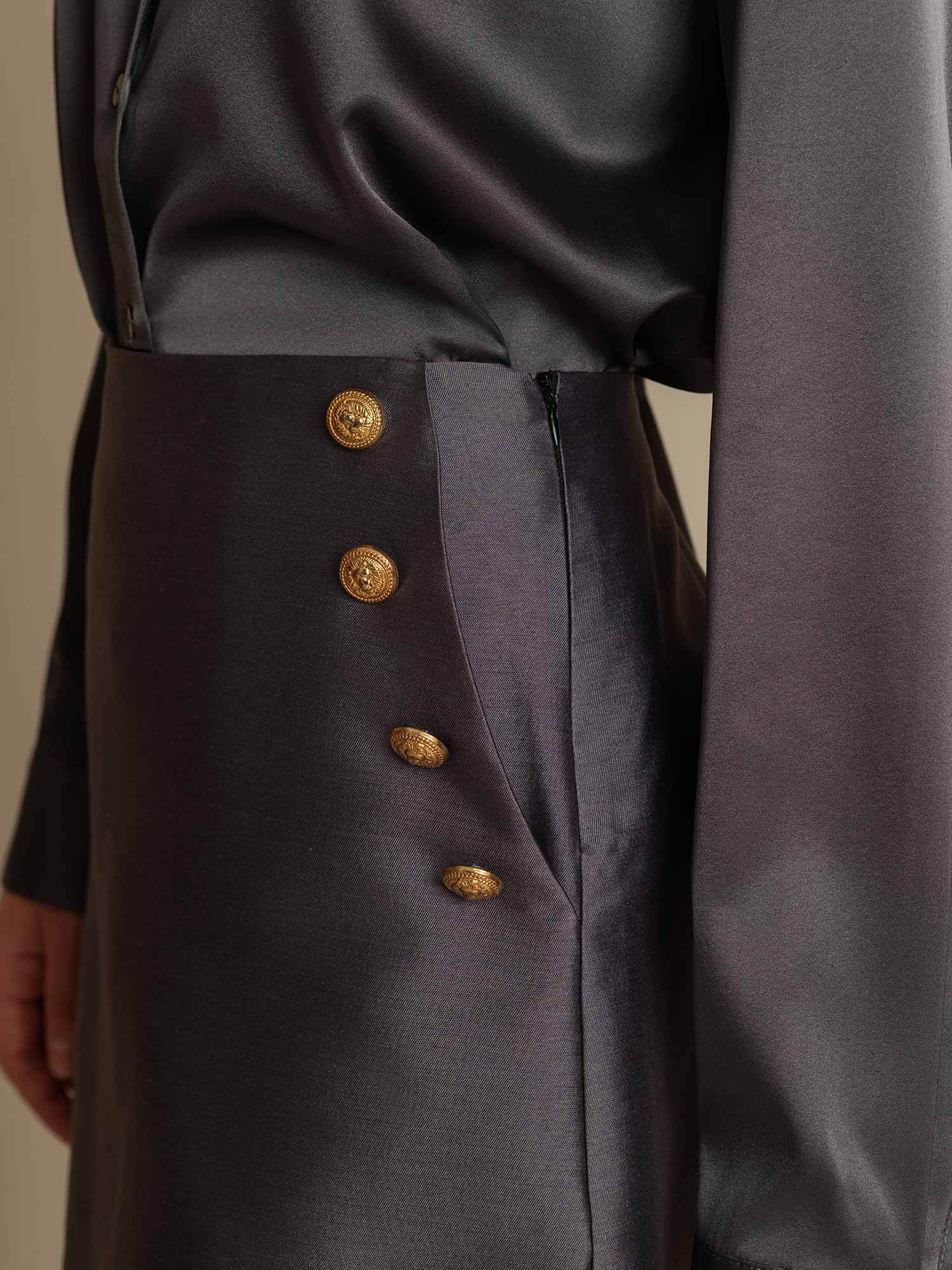 [Harmaa] SilkSilky-FI 32Momme Silk-Wool Blend Skirt 004,