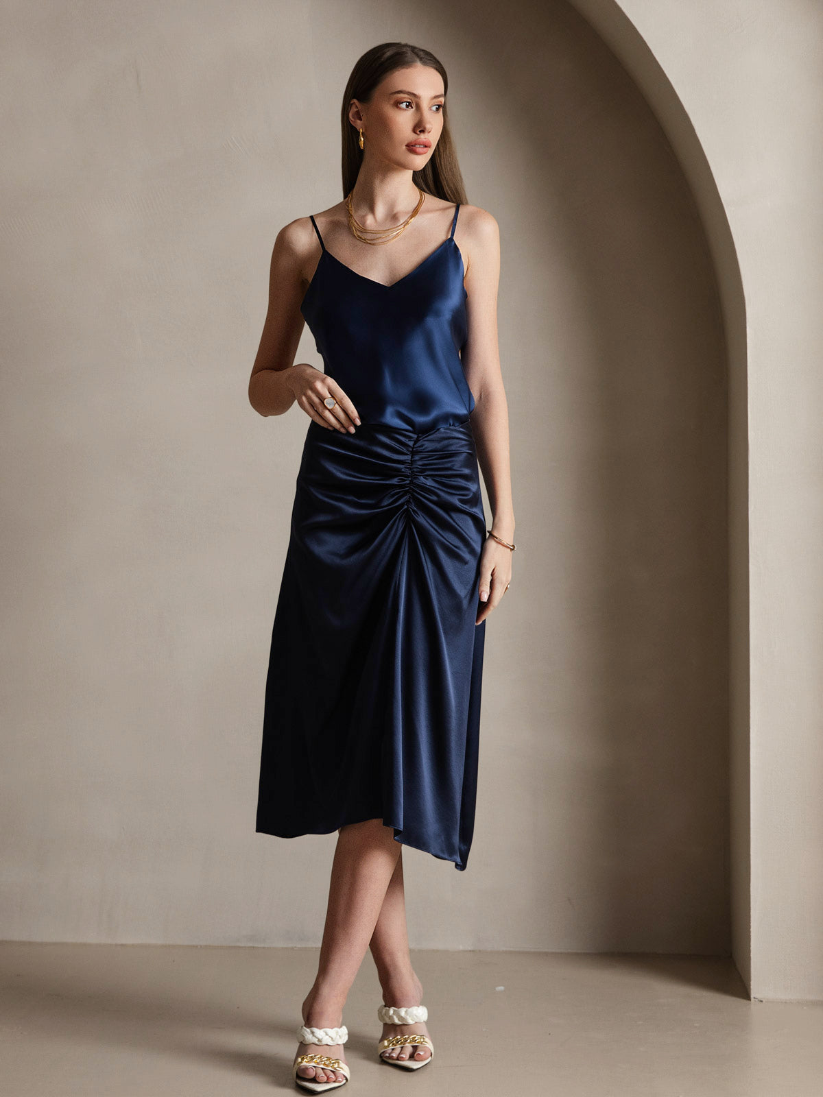 [Tummansininen] SilkSilky-FI Camisoles 005