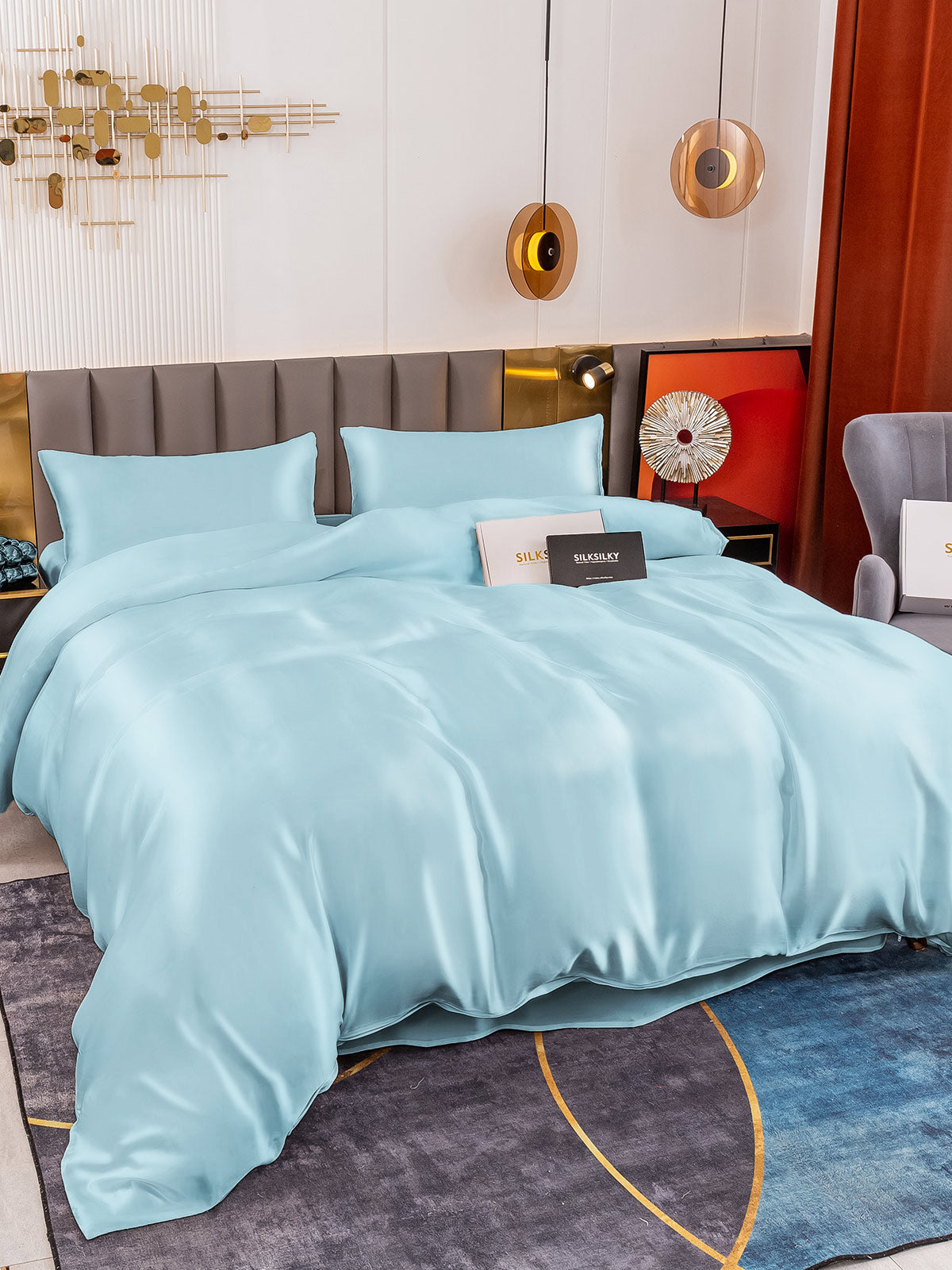 [Vaaleansininen] SilkSilky-FI 19Momme Bedding Set 001