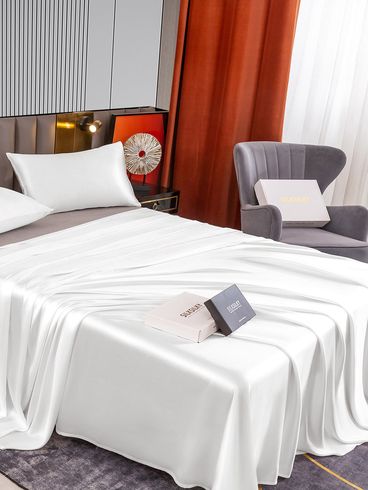 [Valkoinen] SilkSilky-FI 22Momme Bedding Set 004