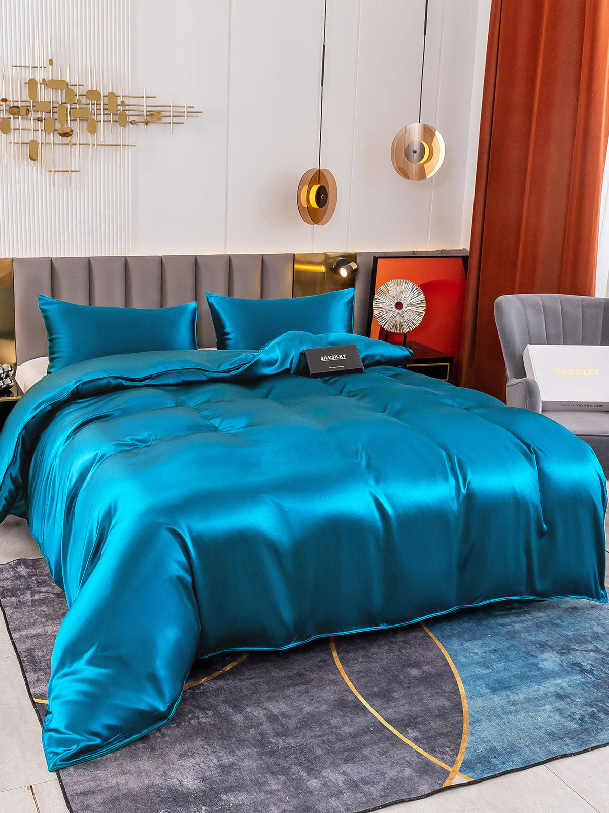 [Sinivihreä] SilkSilky-FI 19Momme Bedding Set 004