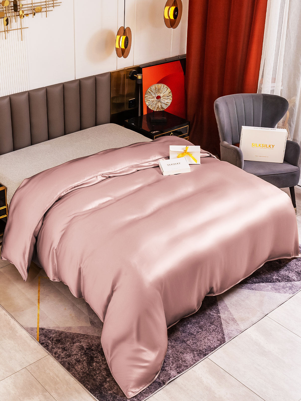 [Vaalean Mauve] SilkSilky-FI 19Momme Duvet Cover 001