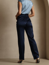 [Tummansininen] SilkSilky-FI 19Momme Silk Womens Pants 002
