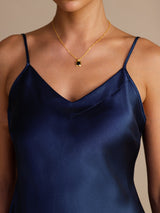 [Tummansininen] SilkSilky-FI Spaghetti Strap V Neck Camisole Top 003