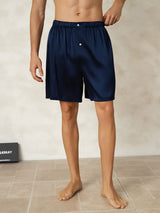 [Tummansininen] SilkSilky-FI Men's Sleep Shorts 001