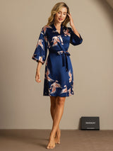 [Tummansininen] SilkSilky-FI 3/4 Sleeve Naisten Aamutakki 005