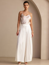 [Beige] SilkSilky-FI Spaghetti Strap V Neck Camisole Top 006