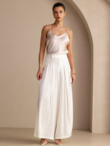 [Beige] SilkSilky-FI Spaghetti Strap V Neck Camisole Top 006