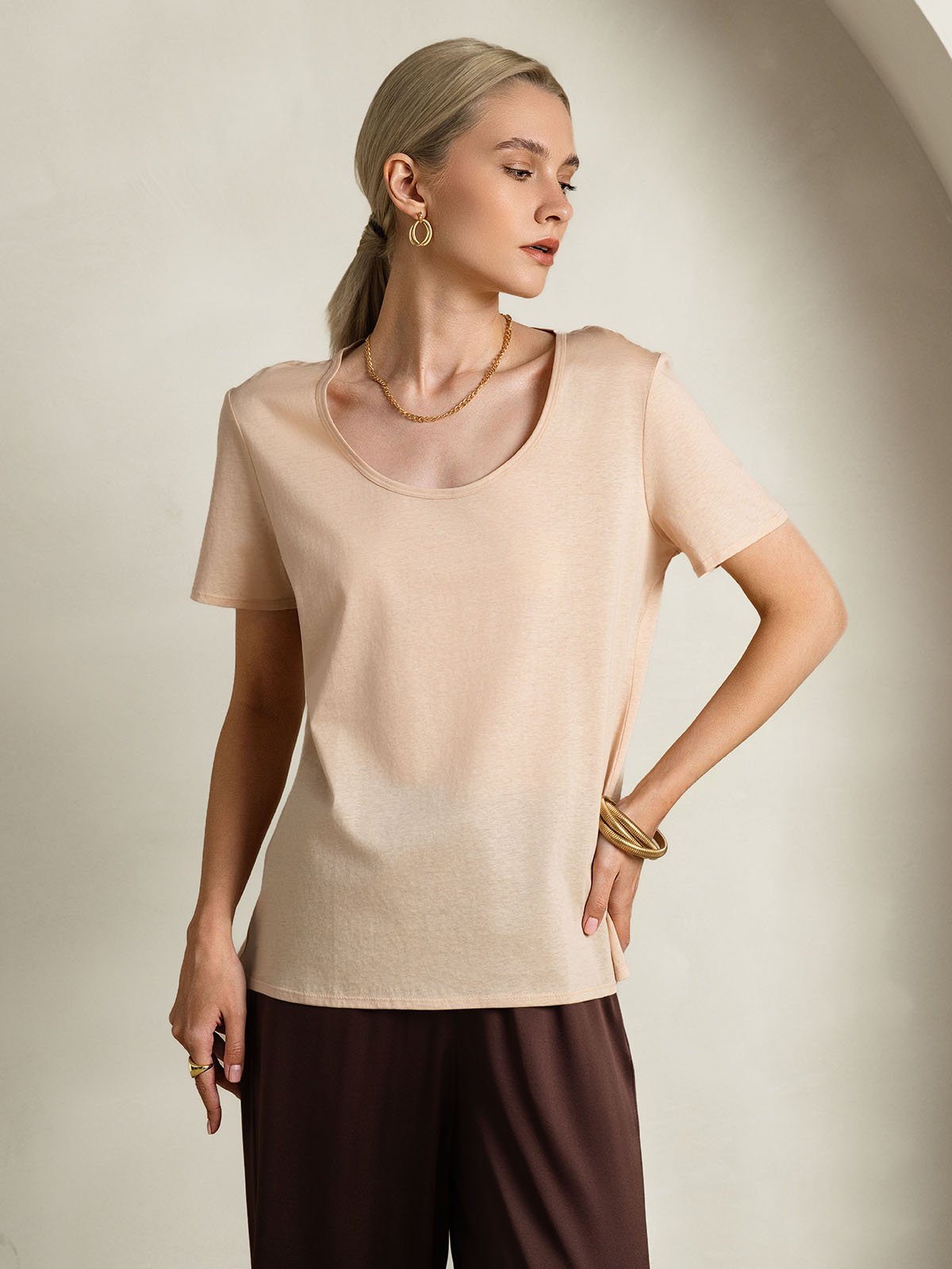 SilkSilky-FI Womens T-Shirt Beige 006