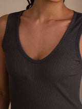 [Harmaa] SilkSilky-FI Sleeveless Deep V Neck Camisole Top 005