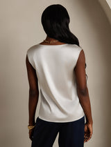 [Vaalean Harmaa] SilkSilky-FI Cap Sleeve Round Neck Naisten T-paita 002