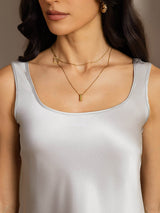 [Hopea] SilkSilky-FI 19Momme Hihaton Syvä Pyöreä Pääntie Camisole Top 004