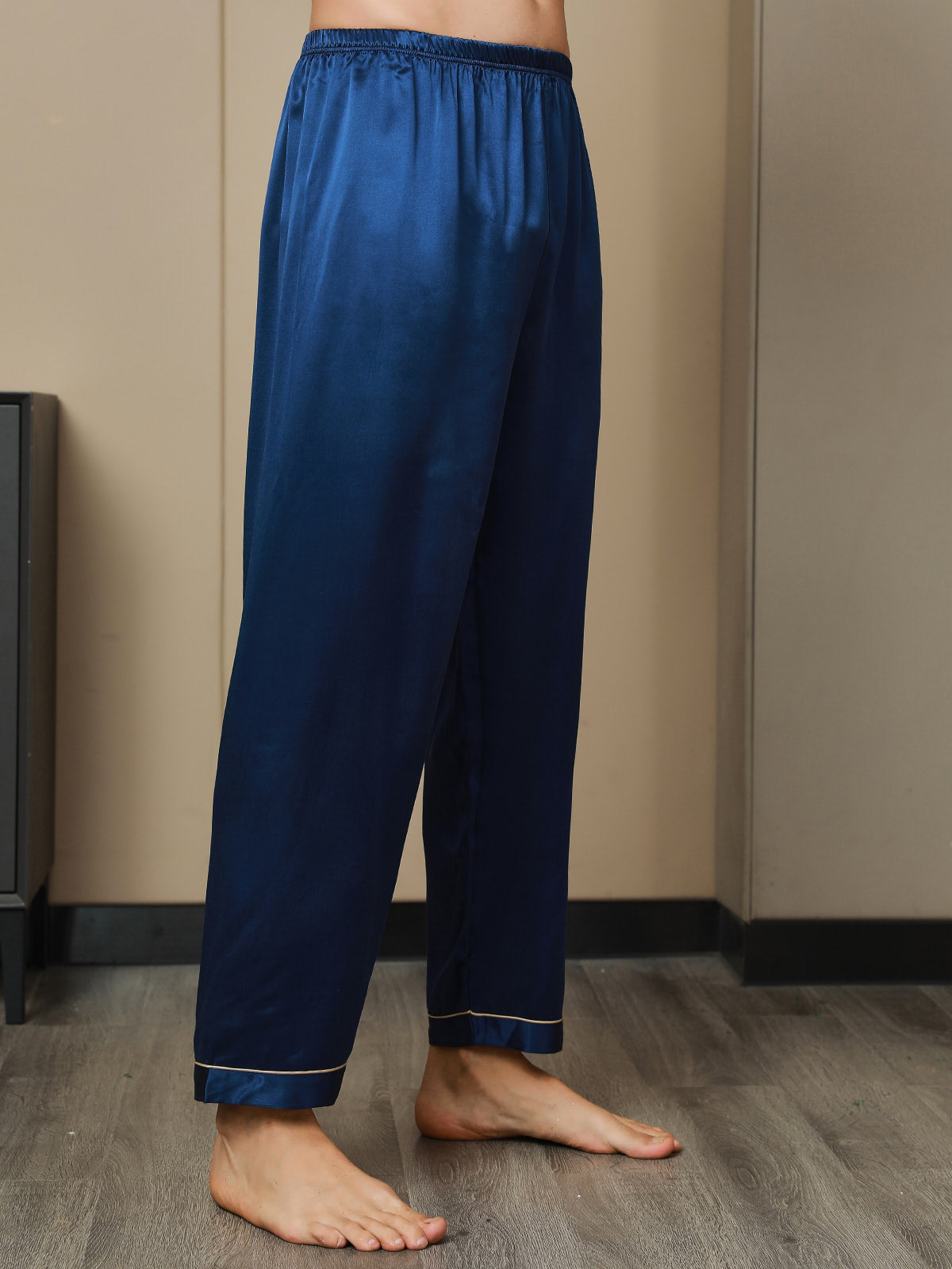 [Tummansininen] SilkSilky-FI Mens Sleep Bottoms 005