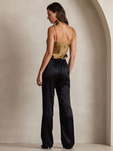 [Kahvi] SilkSilky-FI Spagettihihna V Neck Camisole Top 004