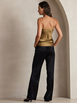 [Kahvi] SilkSilky-FI Spagettihihna V Neck Camisole Top 005