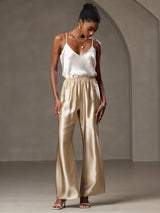 [Beige] SilkSilky-FI Spagettihihna V Neck Camisole Top 005