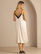 [Riisibeige] SilkSilky-FI Spaghetti Strap V Neck Mekko 002