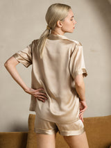 [Samppanja] SilkSilky-FI Short Sleeve Notkokaulus Naisten Pyjamat 002