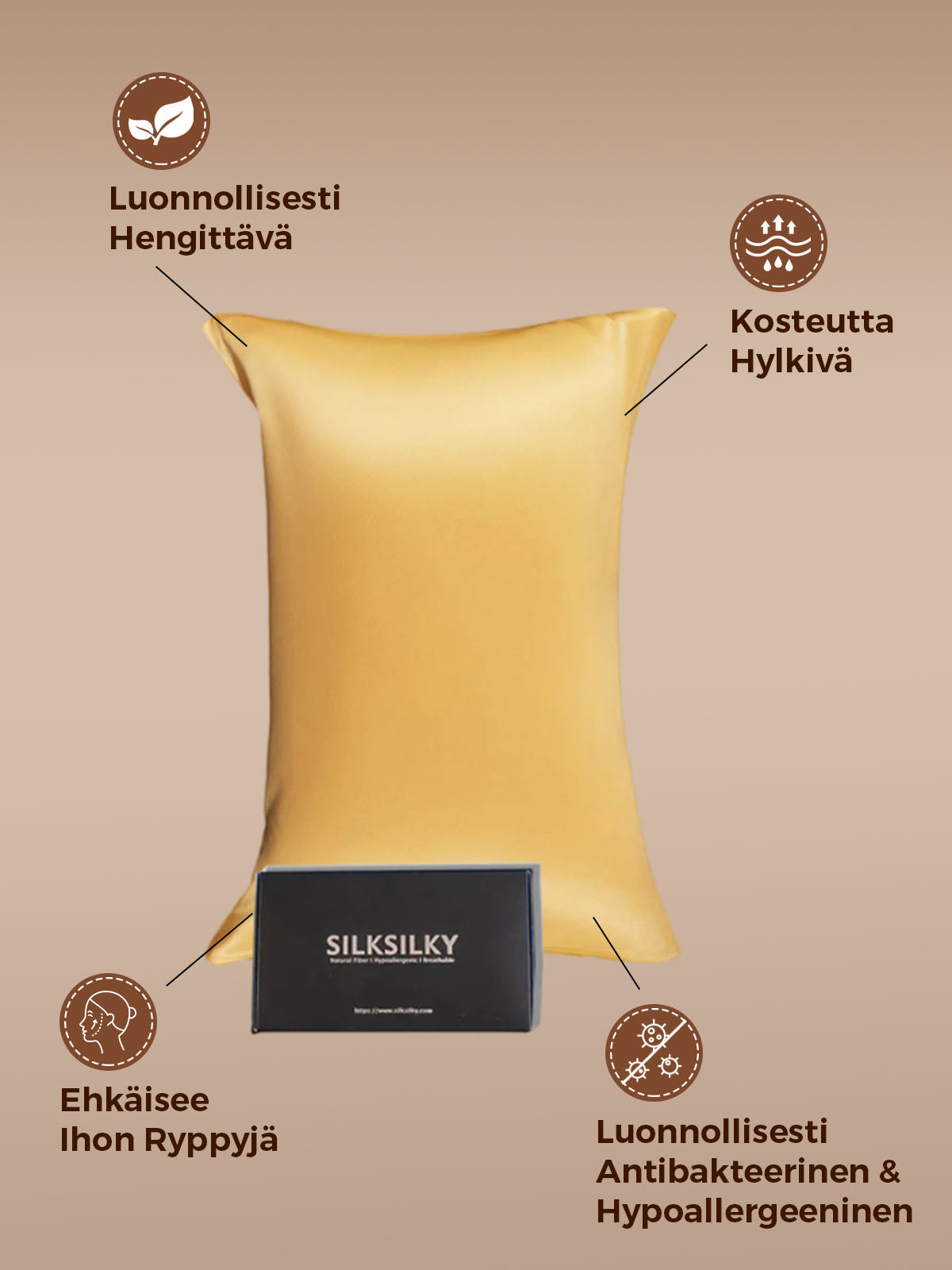 22Momme 100% Silkki Tyynyliina - Kirjekuoren Sulkeminen