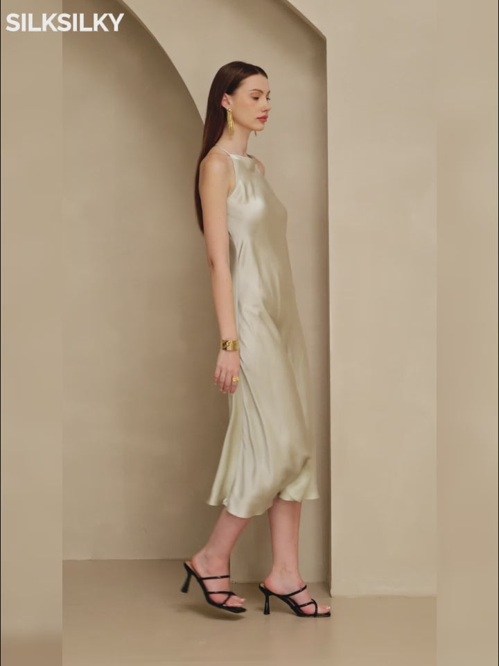 SilkSilky-FI-19Momme-Silk-Blend-Sleeveless-Dress-video-001