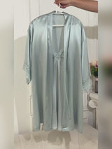 SilkSilky-FI 3/4 Sleeve V Neck Yöpaita ja Aamutakkisetti video 001