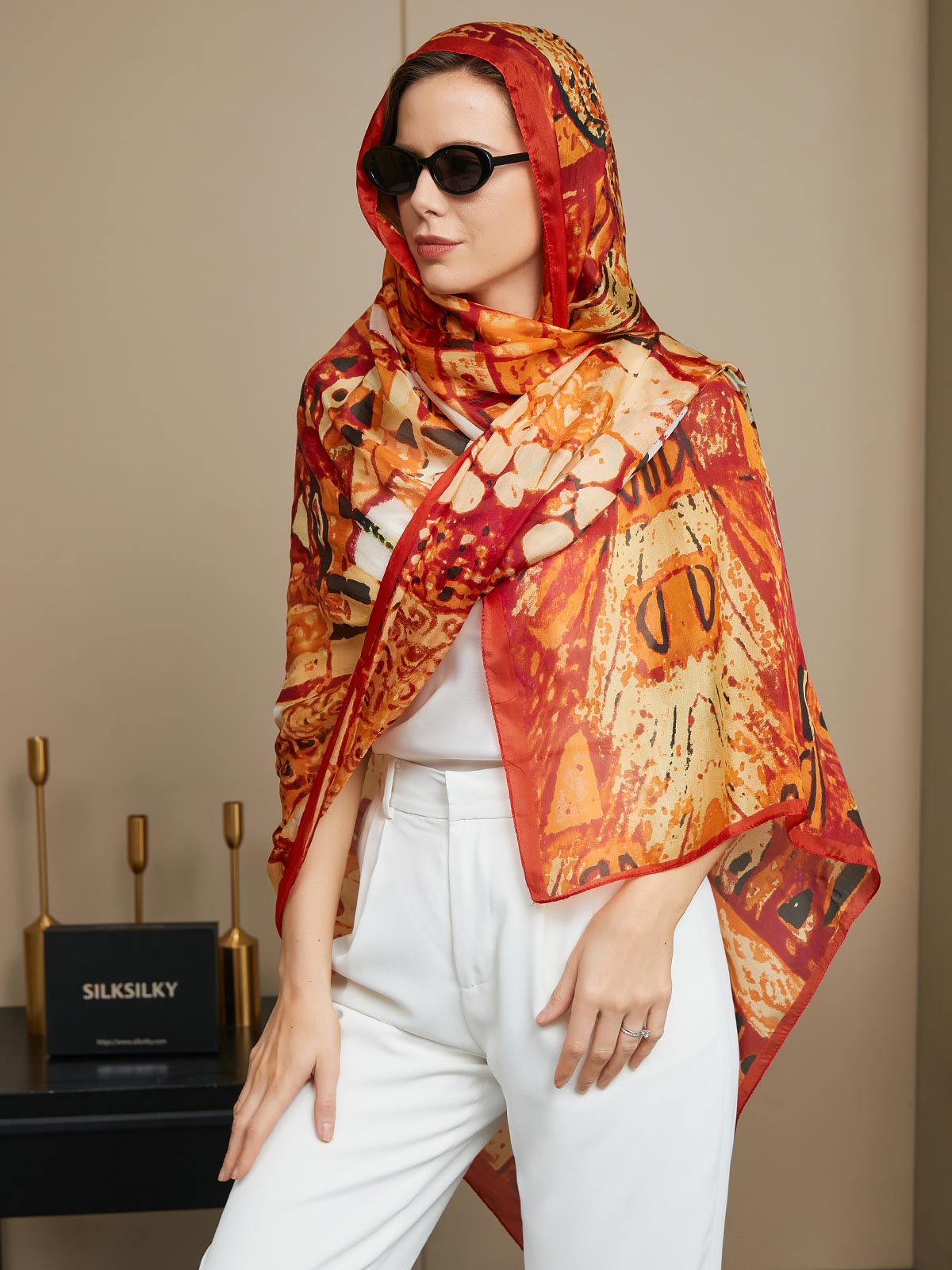 [P073] SilkSilky-FI Pure Silk Scarf 006