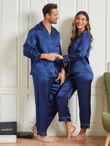 [Tummansininen] SilkSilky-FI Pure Silk Long Sleeve Couple 003