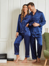 [Tummansininen] SilkSilky-FI Pure Silk Long Sleeve Couple 004