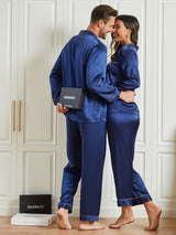 [Tummansininen] SilkSilky-FI Pure Silk Long Sleeve Couple 005