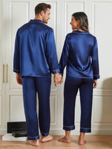 [Tummansininen] SilkSilky-FI Pure Silk Long Sleeve Couple 002