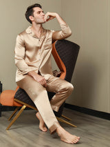 [Samppanja] SilkSilky-FI Pure Silk Long Sleeve Lapel Miesten Pyjamat 005