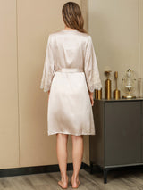 [Norsunluu] SilkSilky-FI Pure Silk 3/4 Sleeve Womens Robe 003