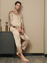 [Samppanja] SilkSilky-FI Pure Silk Long Sleeve Lapel Miesten Pyjamat 004