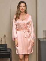 [Pinkki] SilkSilky-FI Pure Silk Long Sleeve Nightgown&Robe Set 003
