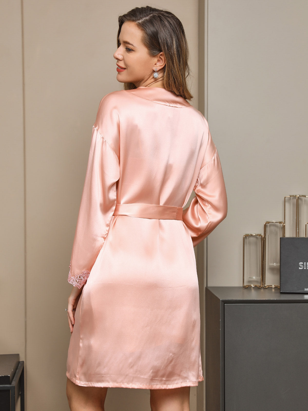 [Pinkki] SilkSilky-FI Pure Silk Long Sleeve Nightgown&Robe Set 002