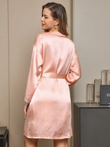 [Pinkki] SilkSilky-FI Pure Silk Long Sleeve Nightgown&Robe Set 002