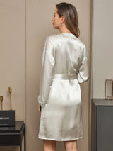 [Mintunvihreä] SilkSilky-FI Pure Silk Long Sleeve Nightgown&Robe Set 002