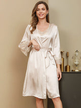 [Norsunluu] SilkSilky-FI Pure Silk 3/4 Sleeve Womens Robe 001