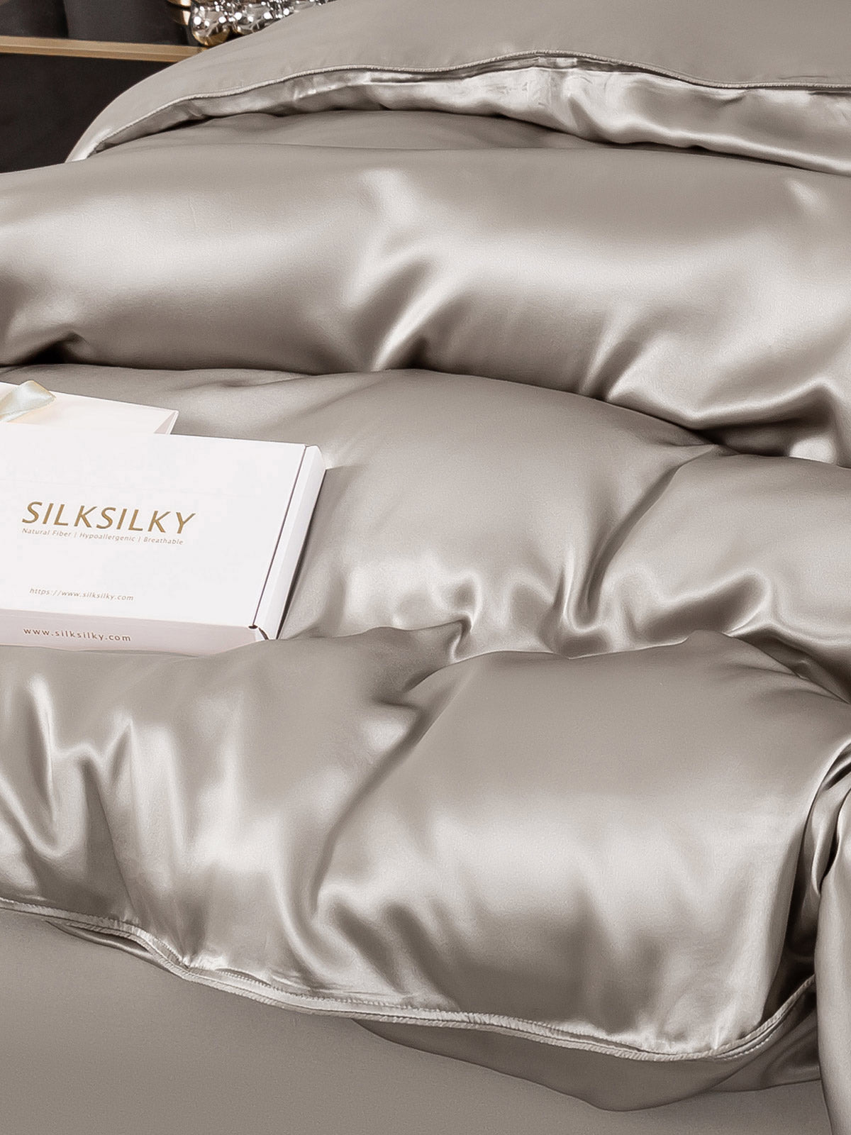 SilkSilky FI 22Momme Pure Silk Duvet Cover Harmaa 005