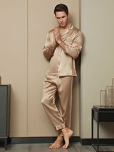 [Samppanja] SilkSilky-FI Pure Silk Long Sleeve Lapel Miesten Pyjamat 003