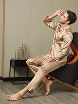 [Samppanja] SilkSilky-FI Pure Silk Long Sleeve Lapel Miesten Pyjamat 006