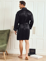 [Musta] SilkSilky-FI Pure Silk 3/4 Sleeve Mens Robe 002